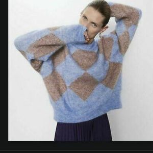 Zara Womens Sweater Pullover S Geometric Print